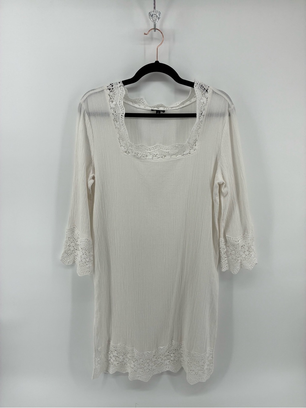 Talbots Ivory Floral Embroidered Sheer Beach Cover Up Dress